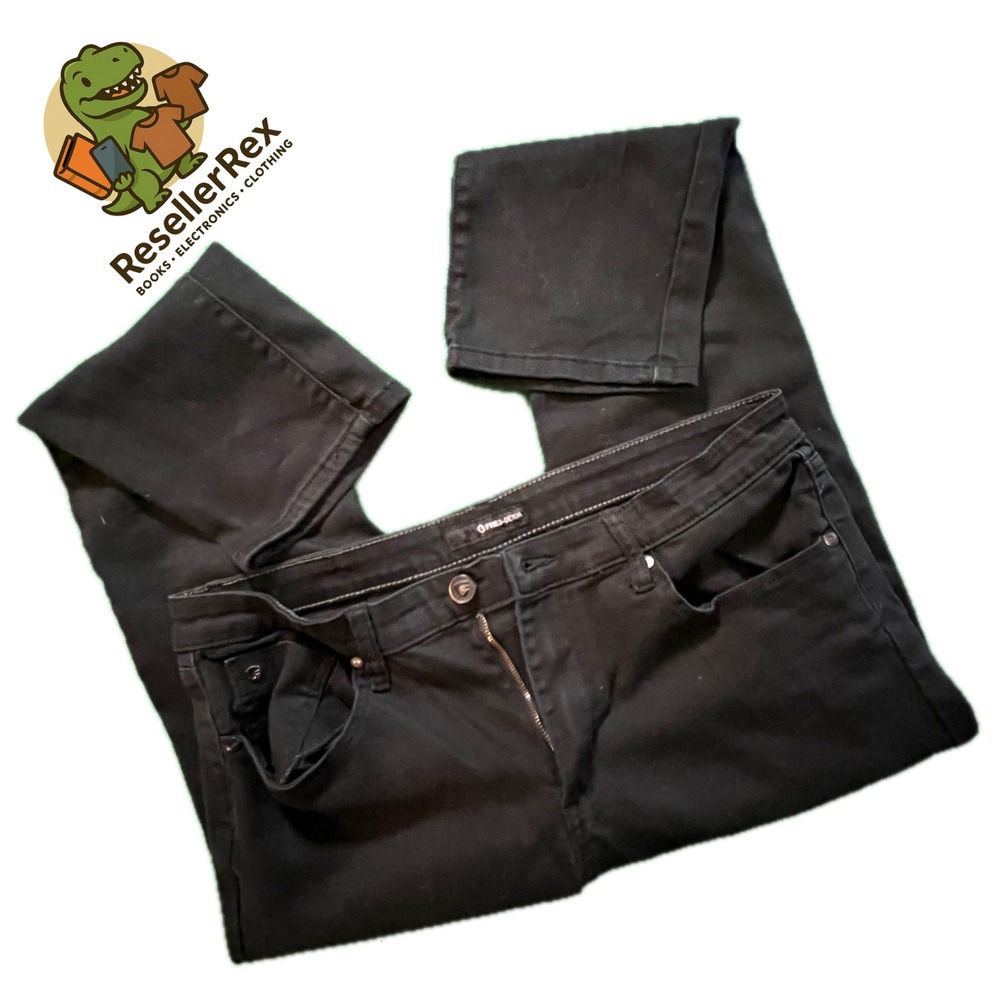 Fried Denim Men's Black Slim Fit Moto Jeans Size 36x30